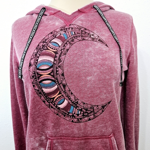 Billabong Crescent Moon Graphic Hoodie in Distressed Pink Size Small - Picture 2 of 12